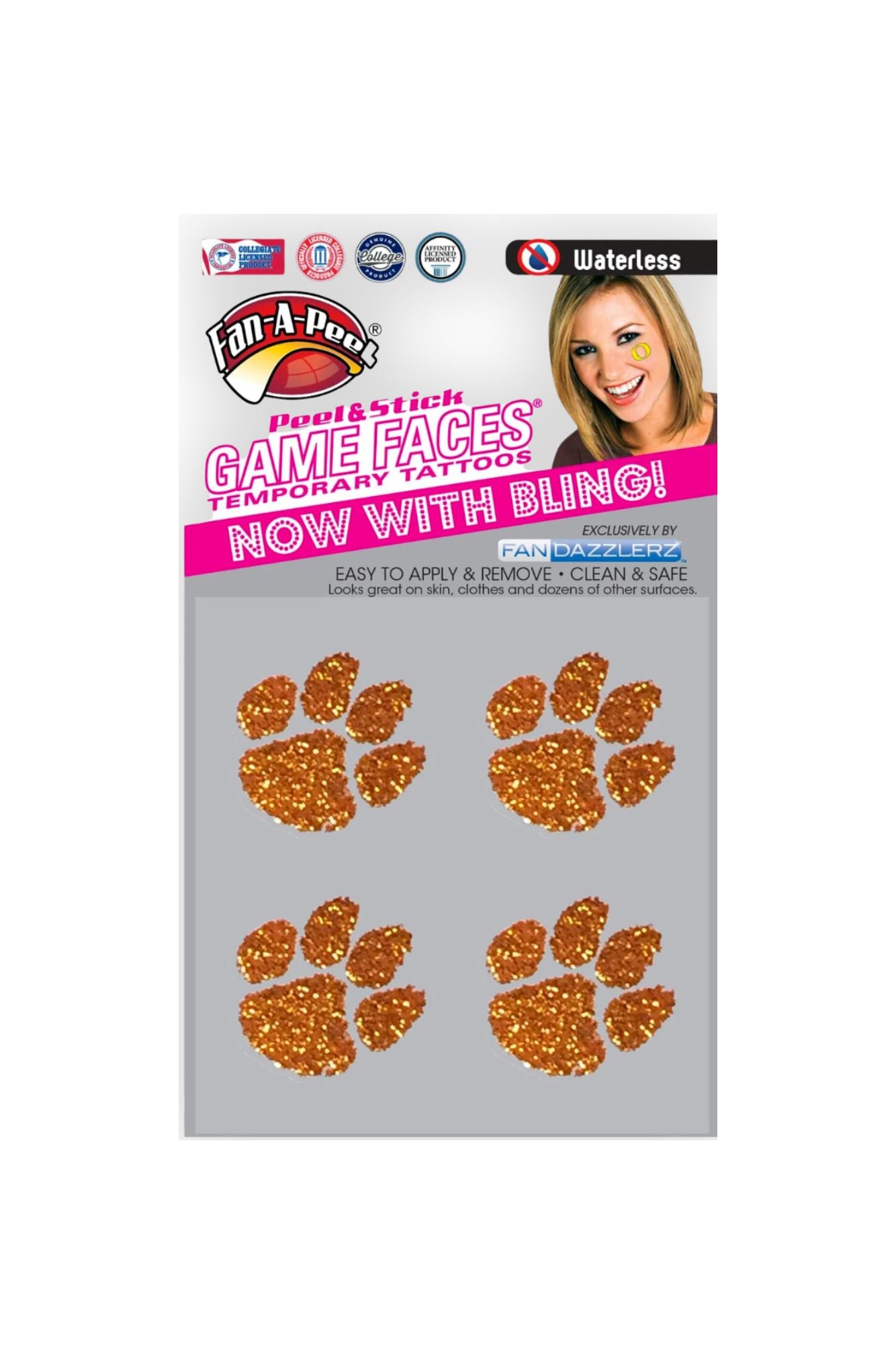 Show Your Team Spirit - Clemson Paw Glittery Temporary Face Tattoos – L. Mae Boutique